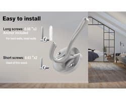 Badjashaak van geborsteld nikkel, handdoekhaak, 3-pack kledinghaken, zware haken voor de bijkeuken, dubbele badjashaken, wandmontage, hoedenhaken voor hal, badkamer, keukenkast