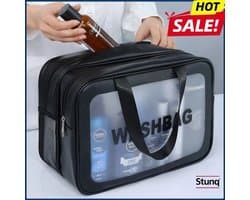 Stunq® Waszak met droog-nat scheiding - transparant PU, ideaal voor reizen, fitness en zwemmen