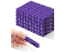 Gekleurde Wasknijpers Set van 50 - Houten Clips voor Decoratie en Ambachten in Regenboogkleuren