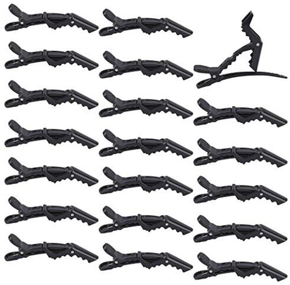 Kunststof Haarspelden Eend Tanden Krokodil Clips - Anti-Slip Styling Haarclips voor Kappers - 20 Stuks Zwart — afbeelding 1