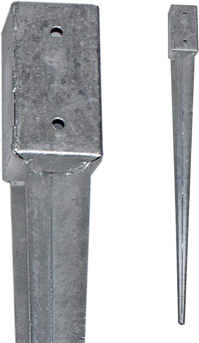 Vierkante Inslaghuls - Grondanker Staal - Stevig Fundament - Thermisch Verzinkt - Tot 90 cm - Zilver — afbeelding 1