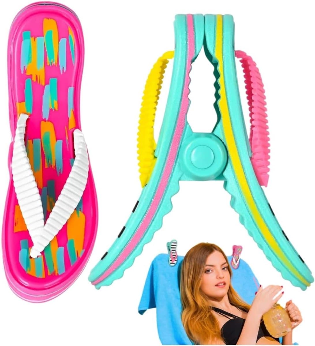 Handdoekklemmen voor Strandstoelen - Multicolor - XXL - Onbreekbaar Kunststof - Voor Strand en Zwembad — afbeelding 1