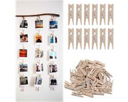Decoratieve Houten Mini Kledingknijpers 2.5 cm / 3 cm - Set van 50 Kleine Knijpers voor Foto's en DIY Projecten