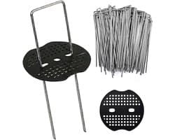 Grondanker - Verzinkt Staal - 150 x 40 mm - U-vormige Haringen met Sluitringen - Voor Tuin en Camping