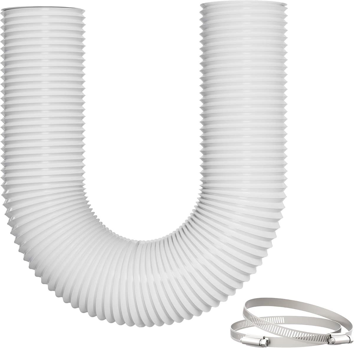Afvoerslang airco - Wit - 150mm x 5m - 5-Laags PVC Afvoerslang met Roestvrijstalen Klemmen - Voor Ventilatie en Droger — afbeelding 1
