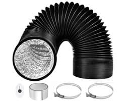 Afvoerslang PVC Aluminium - Flexibele Luchtslang - Ventilatie Keuken Badkamer - Met RVS Slangklemmen - 100mm 3m - Zwart