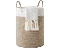 Wasmand - Vuilnismand - Opbergmand - Wasmand van touw - Opvouwbaar - Diameter 38 cm - Hoogte 50 cm - Bruin