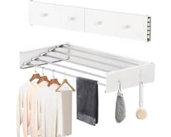 Droogrek Opvouwbaar Droogrek Opvouwbaar Muur Droogrek 5 Staven 4 Haken 55 lbs Capaciteit voor Indoor Outdoor Appartementen Slaapzaal Bad Washanger