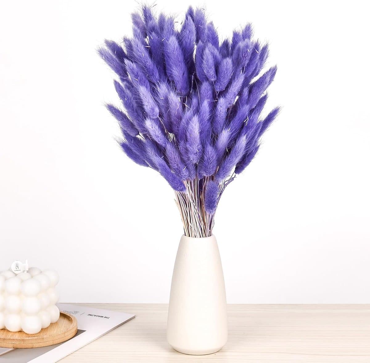 Gedroogde pampasbloemen, 120 stuks, gedroogd boeket, natuurlijk, 30 cm, pampasgras, decoratie, voor huis, lente, tafel, bruiloft, woonkamer, feest, slaapkamer, verjaardag, paars — afbeelding 1