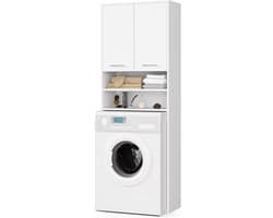 Wasmachinekast - Ombouwkast - Ruimte Benutten - Veel Opbergruimte - 64x180x30 cm - Wit