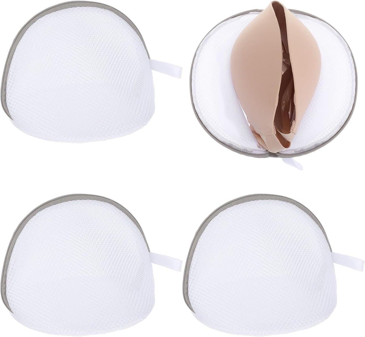 4 stuks beha-wasnet - 19 x 17 cm - netbeha - waszak met ritssluiting - halve cirkel - waszak voor wasgoed - lingerie - wasbescherming voor dames — afbeelding 1