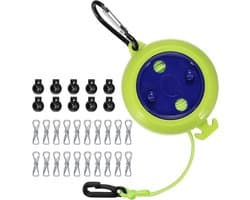 Waslijn Uittrekbaar - Drooglijnen met knijpers - 10 meter - waslijndraad - Wasdraad - voor camping / kamperen - groen