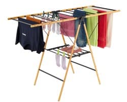 Wasrek inklapbaar - 100x148x56 cm - inklapbaar - staand - bamboe - zwart