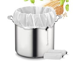 REWYTAZ-passeerdoek-brouwzakken - 2-pack extra grote herbruikbare filterzakken - 32" x 24" - Fijnmazige filterzakken met verstelbaar trekkoord - Wit