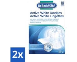 2 x Dr. Beckmann Active White Sheets 15 stuks per verpakking - Witte Was - Wasverzorging - Grauwsluier - Vergeling - Witmaakdoekjes