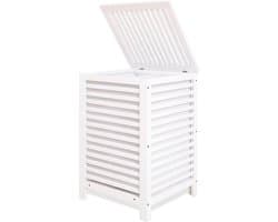 Dubbele wasmand met deksel 120L bamboe - wasmand met verwijderbare binnenzak - 2-delige kledingverdeler - Wassorteerder voor wasruimte - badkamer - slaapkamer (wit) wassorteerder