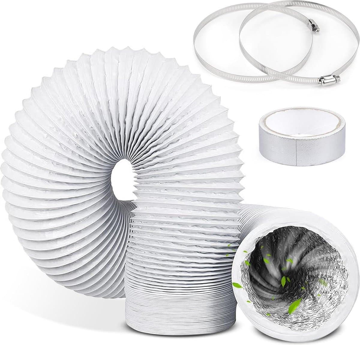Flexibele aluminium afvoerslang Ø 150 mm - 3 meter lengte - PVC ventilatieslang voor airconditioning en wasdroger — afbeelding 1