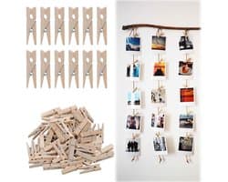 Dailygoods- Wasknijpers Mini - Houten Klemmen - 50 Stuks - Kleine