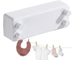 Uittrekbare Waslijn - Droogrek Binnen - Was Drogen - Roestvrij Staal Kabel - Tot 10 Meter - Wit