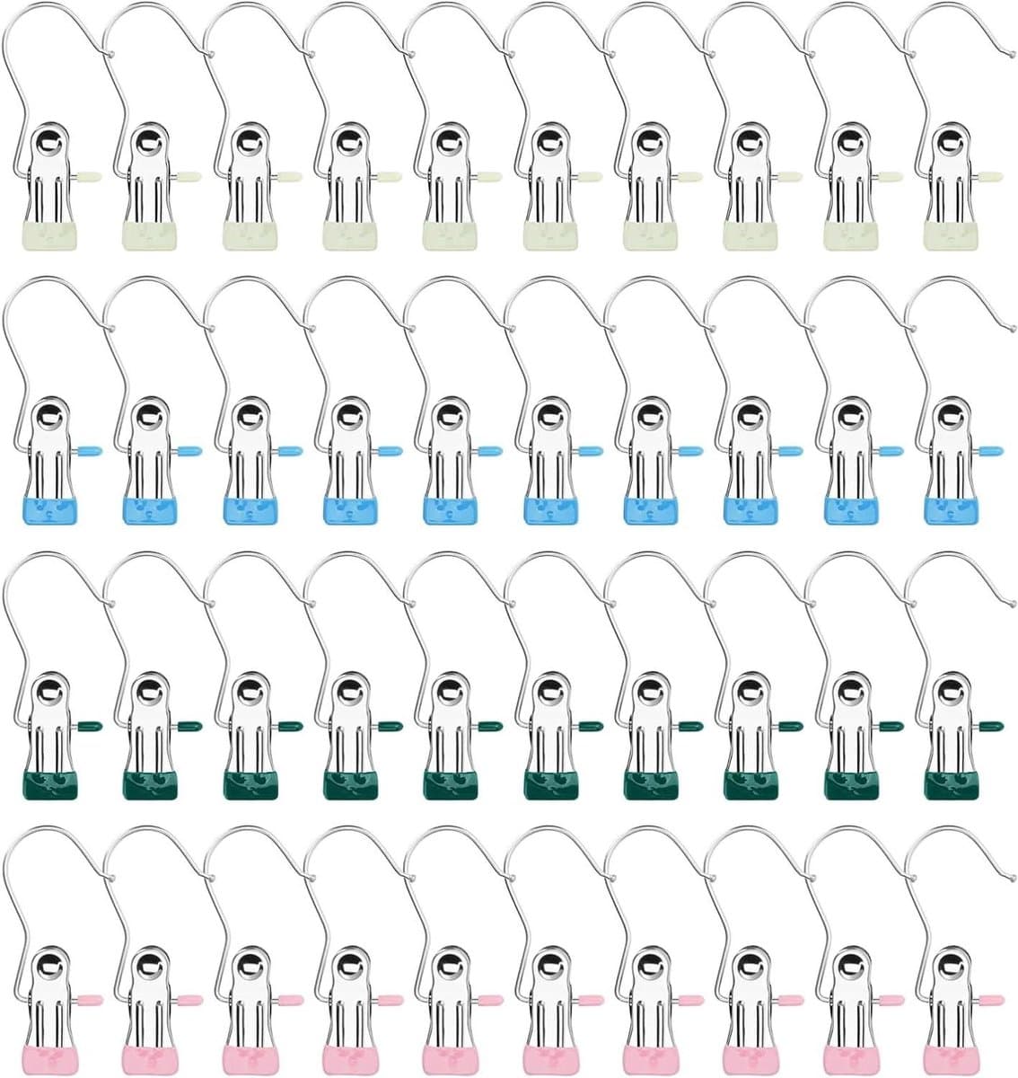 Wasknijpers RVS - Kledingclips Metalen - Kleding Droge - Zachte Bekleding - 10.5x2.3cm - Multicolor — afbeelding 1