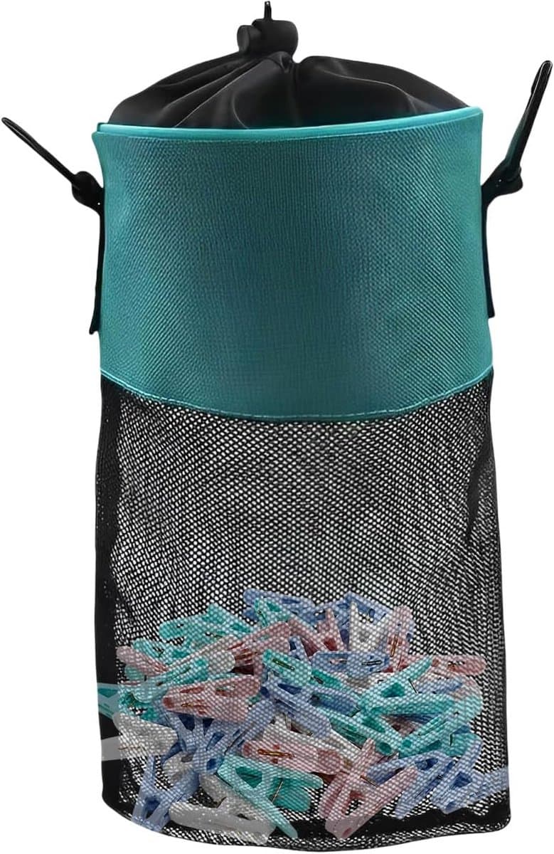 Klemmenzak - Opberghoes Haakjes - Was ophangen - Sneldrogend Mesh - 30 x 20 cm - Lichtblauw — afbeelding 1