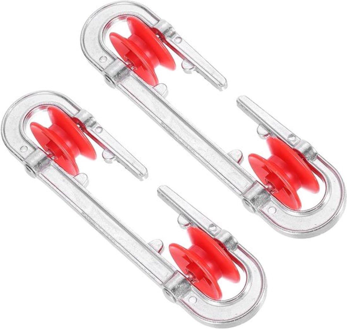 Waslijnspreider voor lange waslijnen - 2 stuks - Kunststof en aluminium - Outdoor gebruik - Zilverkleurig — afbeelding 1