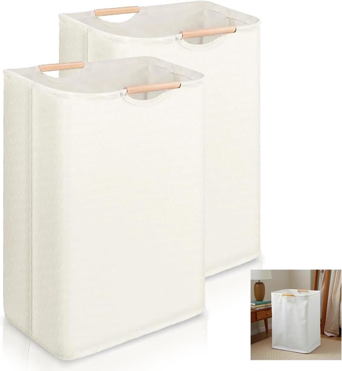 Ruime Wasmanden Set van 2, 40×30×59cm, Ideaal voor Wasopslag met Handvat, Perfect voor Badkamer en Slaapkamer — afbeelding 1
