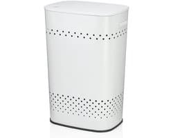 Wasmand, Met Zitdeksel, 60 L, RVS met Poedercoating, Wit - Kela | Malaga