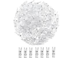 Allecto Plus - Set van 100 stuks Lentehangende Clips - Transparante Mini-Klemmen voor Foto's, Lichtkettingen - Kunststof Klemmen met Doorzichtig Ontwerp