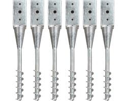vidaXL - Grondpinnen - 6 - st - 7x7x56 - cm - gegalvaniseerd - staal - zilverkleurig
