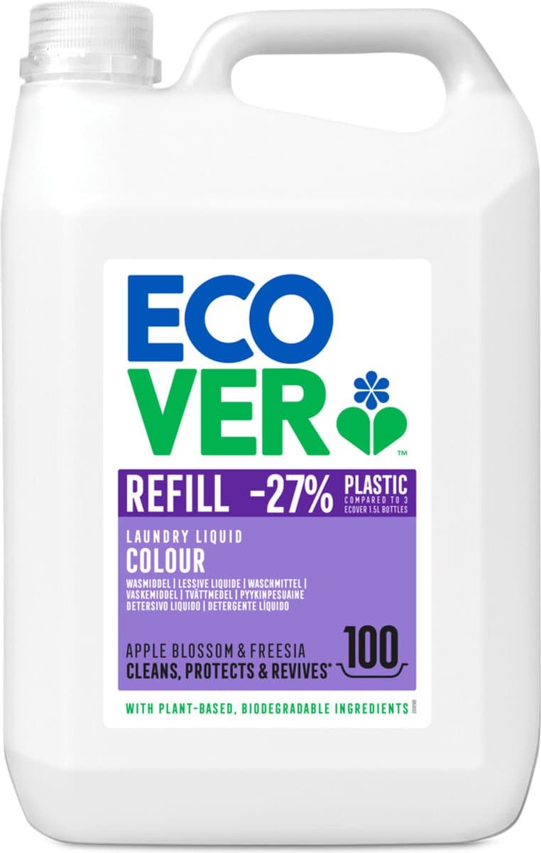 Ecover Vloeibaar Wasmiddel Color Appelbloesem Freesia 100 Wasbeurten - 4 x 5 liter - Voordeelverpakking — afbeelding 1