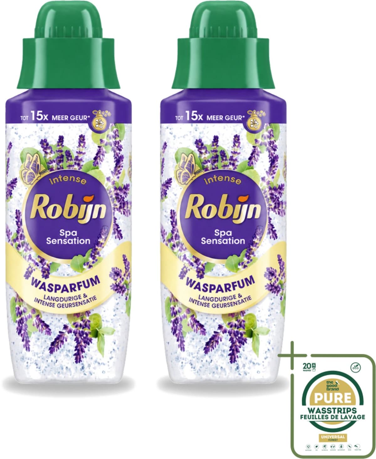 2 x Robijn – Wasparfum – Intense Spa Sensation – 342 ml - Wasstrips - Wasparfum - Wasparfum Spa - Geur - Geurparlletjes - Wasmiddel — afbeelding 1