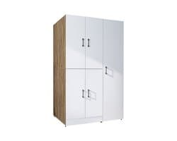 Roomart DORA-II Wasmachine Ombouwkast 115x186 cm - Wit Eiken