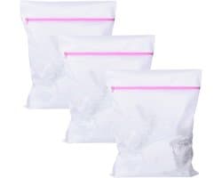SnelShoppen - Pack van 3 Wasnetten 50x60 cm - Fijnmazige Waszakken, Herbruikbare Mesh Waszak met Rits voor Kleding en Delicate Was