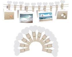 20 Stuks Mini Houten Knijpers met Touw voor Foto Decoratie en Knutselen