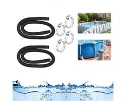 Zwembadslang 32 mm (1,25 inch) – Vervangende slang (lengte 150 cm) + 4 metalen klemmen – Accessoire voor zwembadpompen en filtersystemen (voor opzetzwembaden) – Geschikt voor Intex-zwembadpompen (300/330/530/1000 GPH)