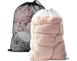 Waszak 60x90cm - Mesh materiaal - Herbruikbaar met trekkoord - Perfect voor delicaat wasgoed - ShopVlot