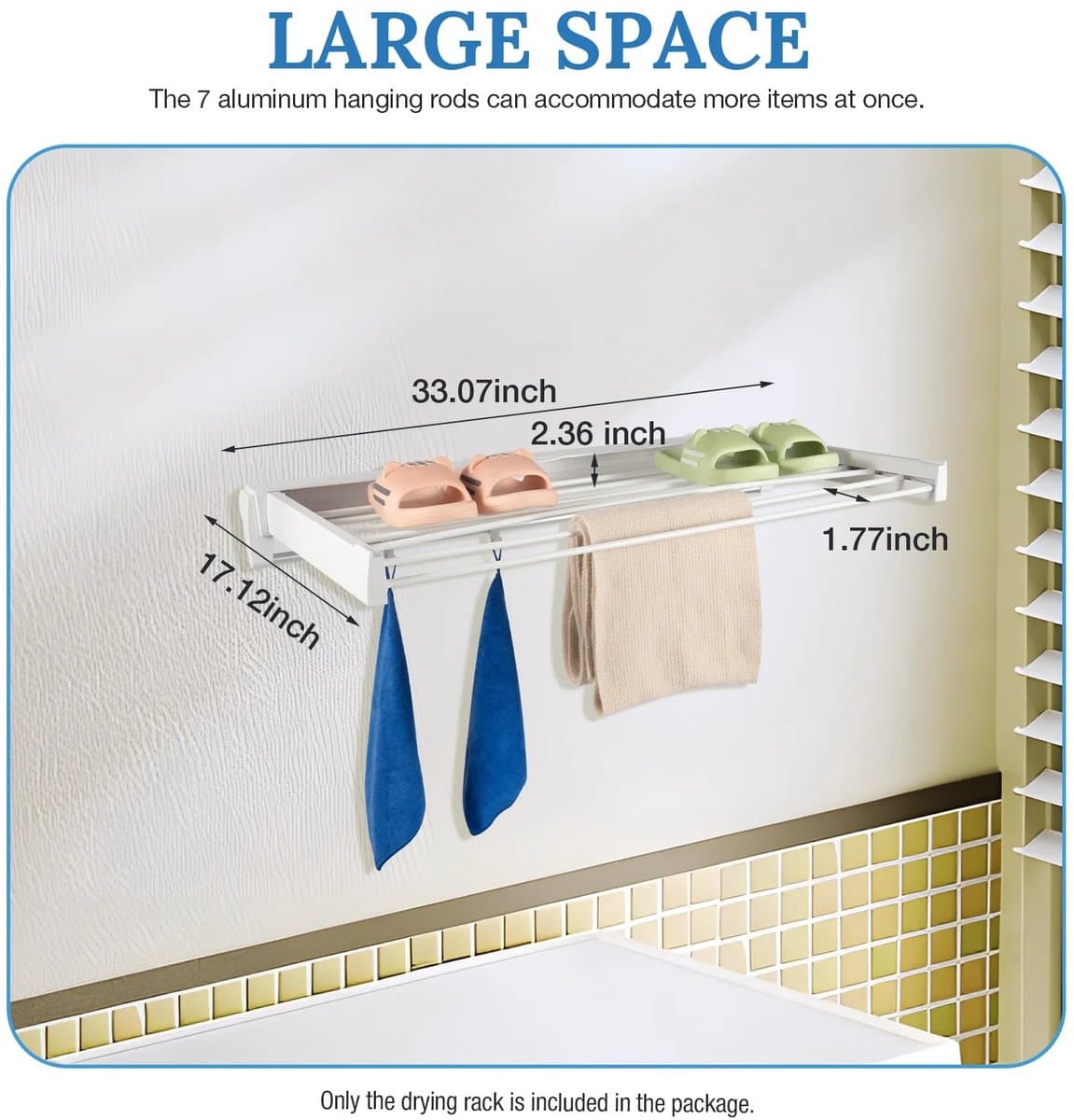 Dailygoods 7 Staven Opvouwbaar Onzichtbaar Rek Wandmontage Drooghanger Intrekbaar Opvouwbaar Droogrek 84*43.5*6cm - AliE — afbeelding 1