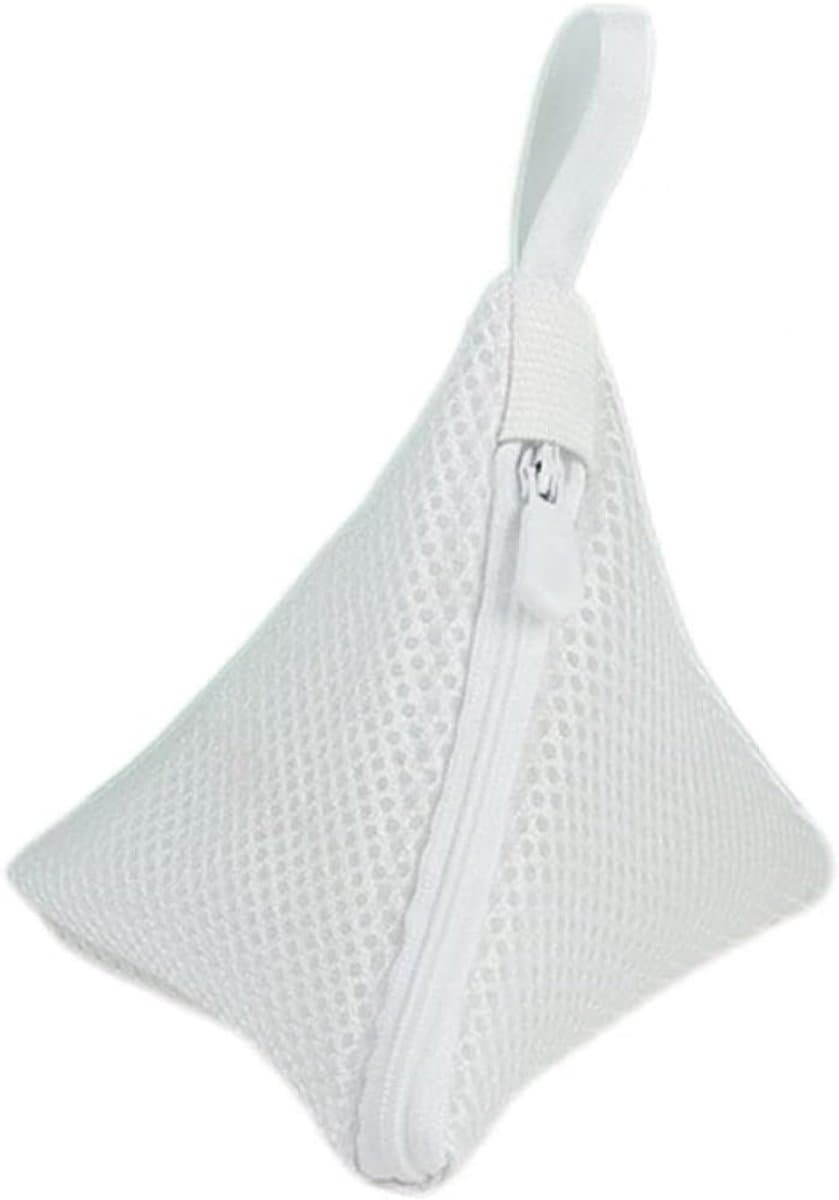 4 stuks - mini waszakjes - set van gaaswaszakjes - witte ritssluiting driehoek 12cm*12cm- Fijne waszak voor in de wasmachine - wit — afbeelding 1