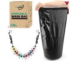 Waszak Draagbaar Zwart van Tilcore - Ideaal voor kamperen, backpacken en on-the-go schone kleding - Compact, lichtgewicht zonder klep reizen wasoplossing