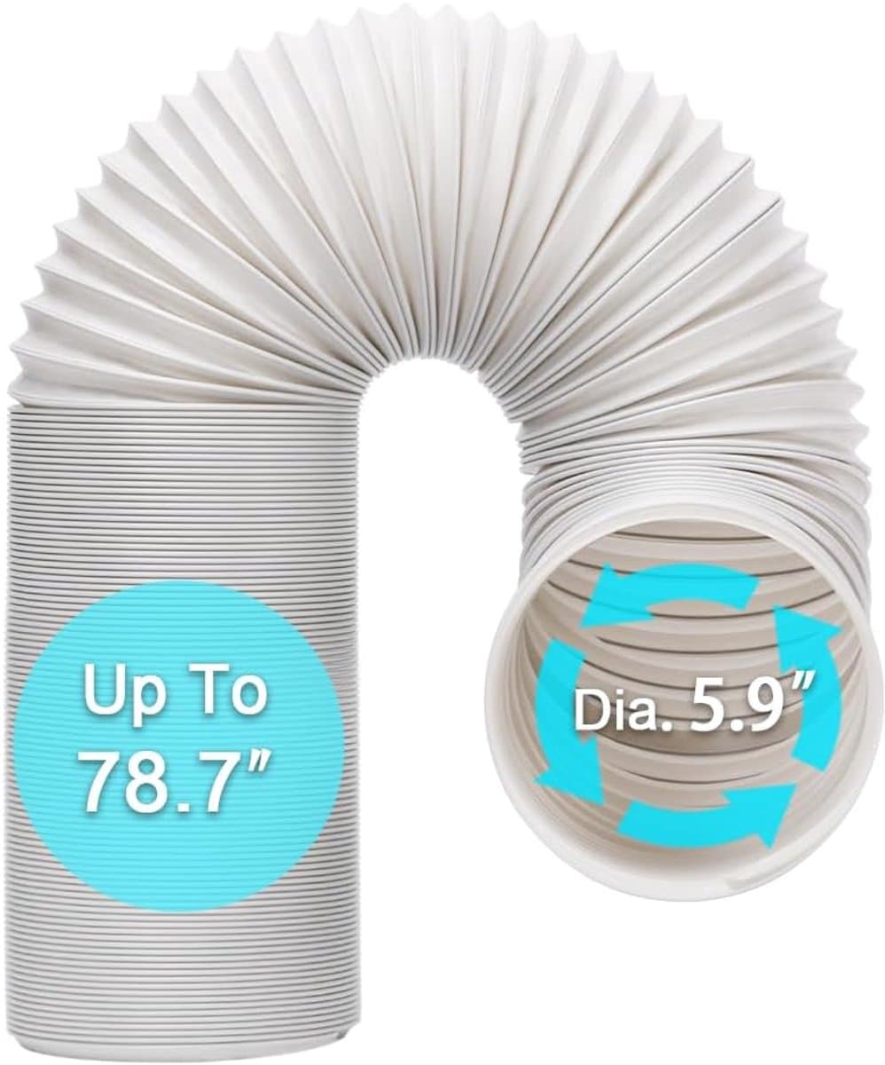Slang voor mobiele airco, diameter 5,9 inch (ca. 15 cm), lengte 78,7 inch (ca. 200 cm) | Zonder aansluitstuk, universele vervanging, compatibel met de meeste raamafdichtingssets voor mobiele airco's — afbeelding 1