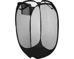 Wasmand flexibel/opvouwbaar - zwart - nylon - 36 x 36 x 58 cm - 64 liter