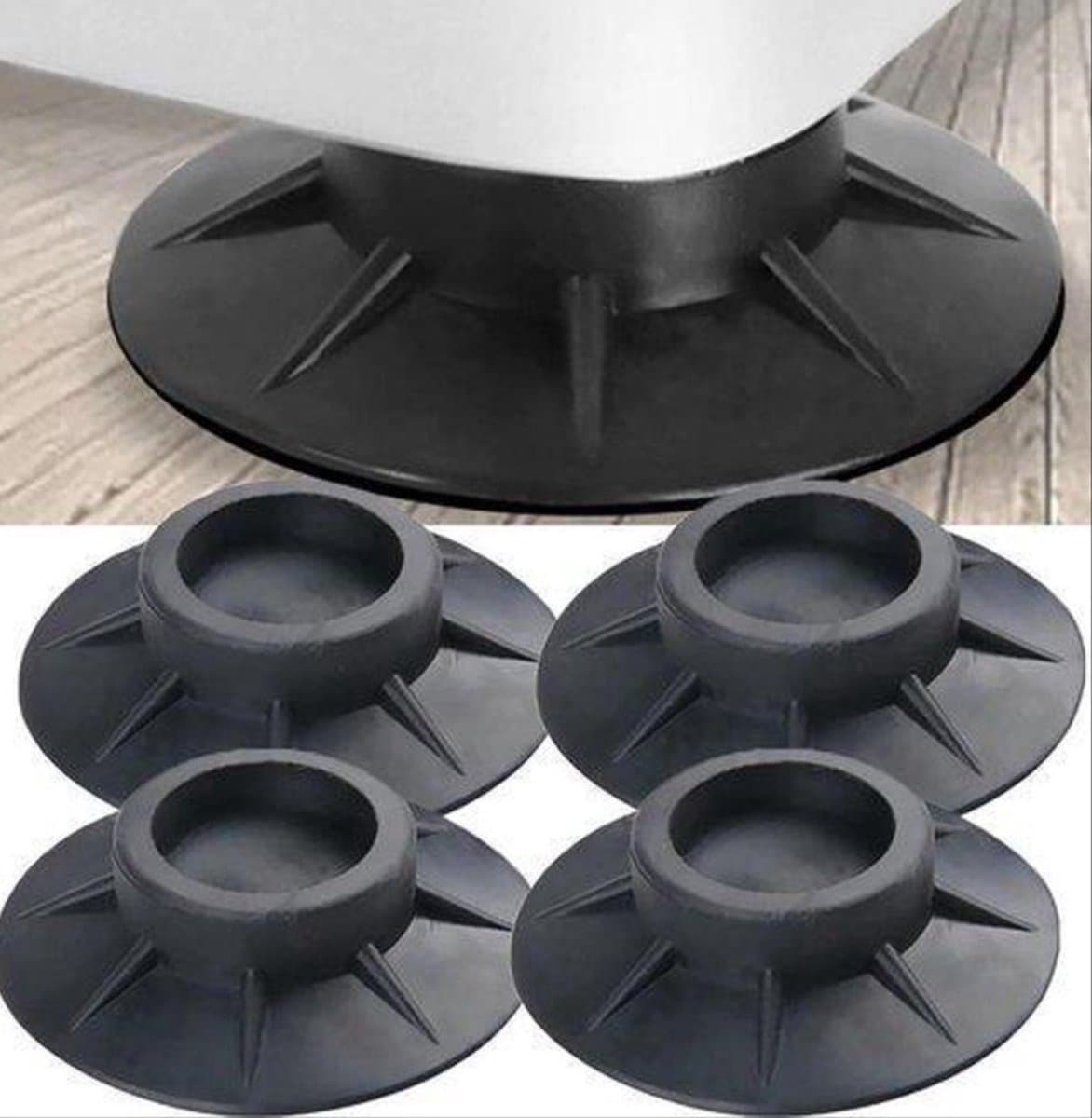 *** Trillingsdempers wasmachine – Set van 4 stuks – Extra dik - Voetjes wasmachine & droger - Wasmachine demper – Anti trillings / vibratie dempers pads – Antislip rubber – Trillingsmat – Antislipmat — afbeelding 1
