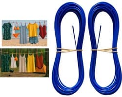 Camping waslijn - Reis waslijn - Buiten drogen - Extra sterk staal - 10 meter - Blauw