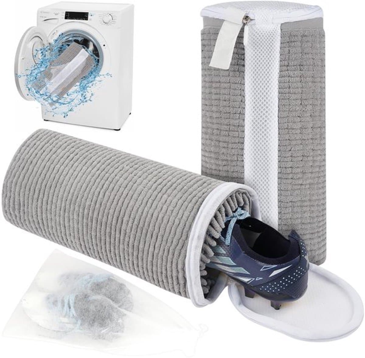 Flintronic 2 stuks waszakken, herbruikbaar, voor wasmachine en wasdroger, ideaal voor gymschoenen, sokken, beha's (donkergrijs) — afbeelding 1