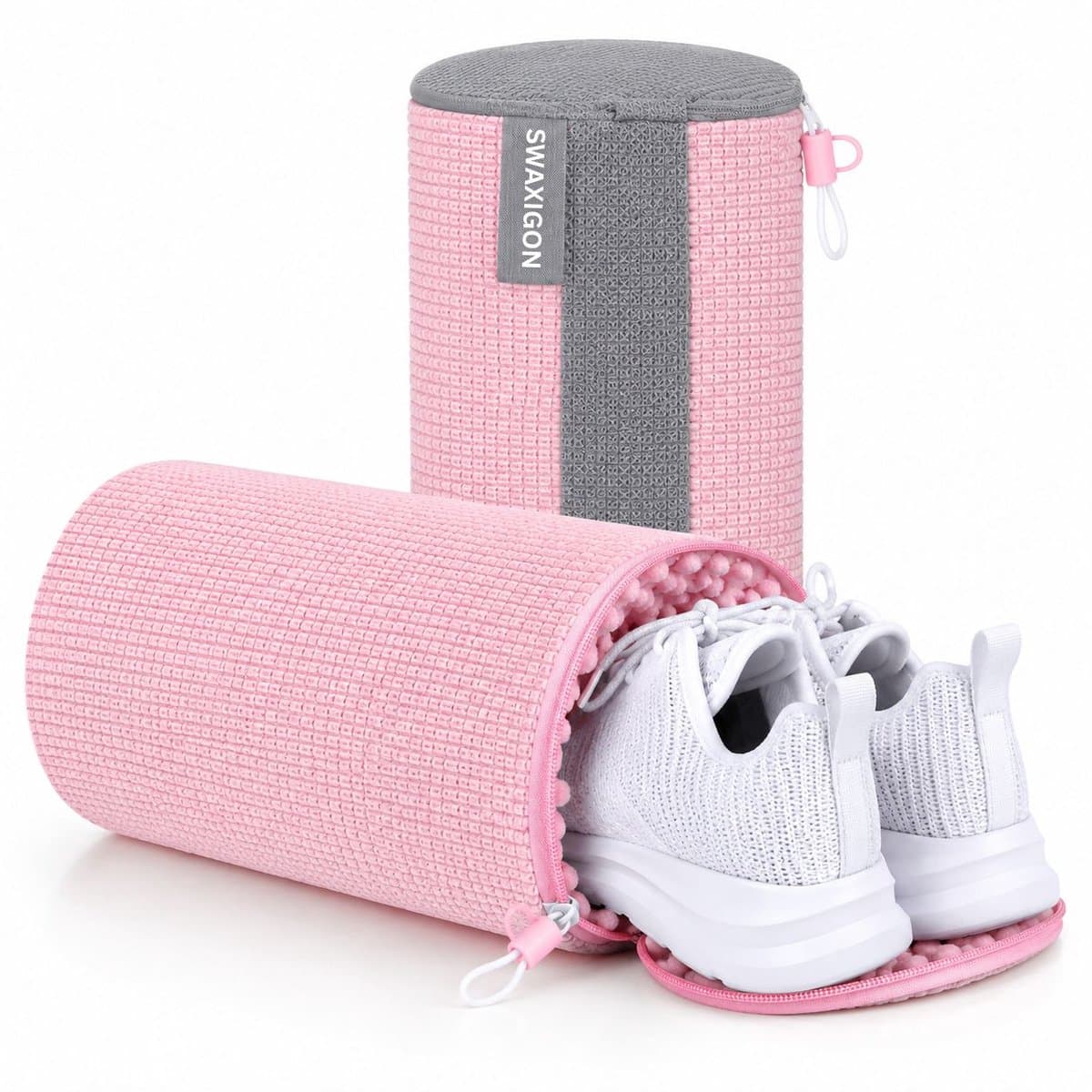 Schoenwaszak - Waszak voor schoenen - Herbruikbaar - Wasmachine&Droger - voor Sneakers en Tennisschoenen- Pink/Grijs — afbeelding 1