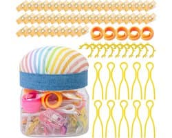 Naaiklemmen Set - Textiel Clips - Handwerk Organisatie - Met Speldenkussen - 76 Delig - Gestreept