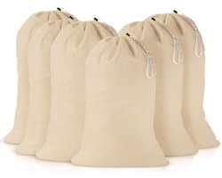 Omgoods - Katoenen Waszakken, Duurzaam en Herbruikbaar, 24cm x 36cm, Set van 6