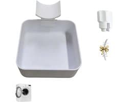 Lekbak wasmachine - Lekbak - 4-delige Set - Inclusief Universele Watergeleider, Reinigingsborstel en Bevestigingsmoer - Wit
