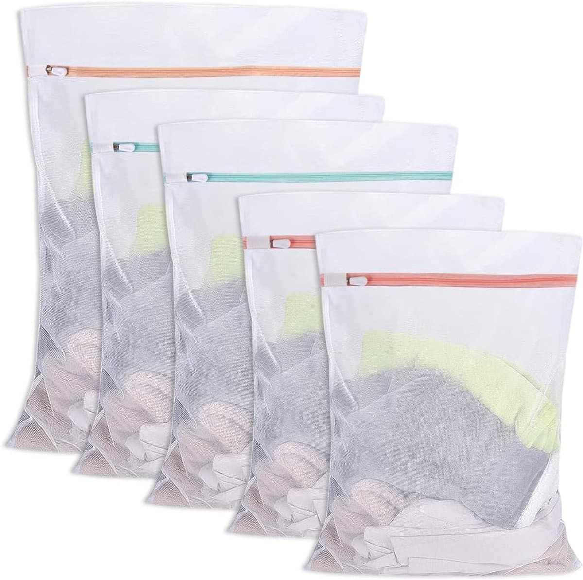 Wasnetjes met ritssluiting - Wit - 30 x 40 cm - Polyester waszak met antislip ritssluiting - Voor kledingbescherming — afbeelding 1